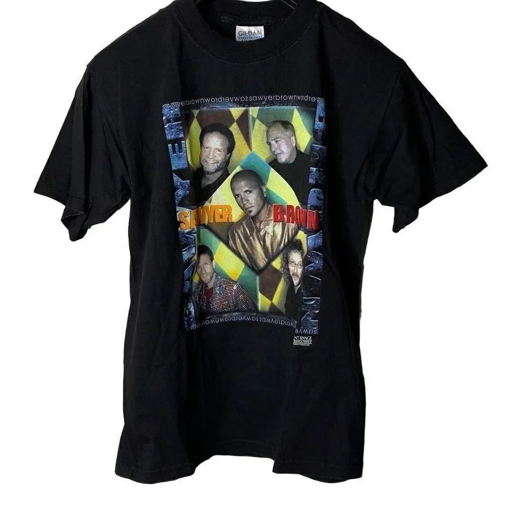 Vintage 2000s Y2K Sawyer Brown Country Music Gildan Black Band Tee Shirt Size Me